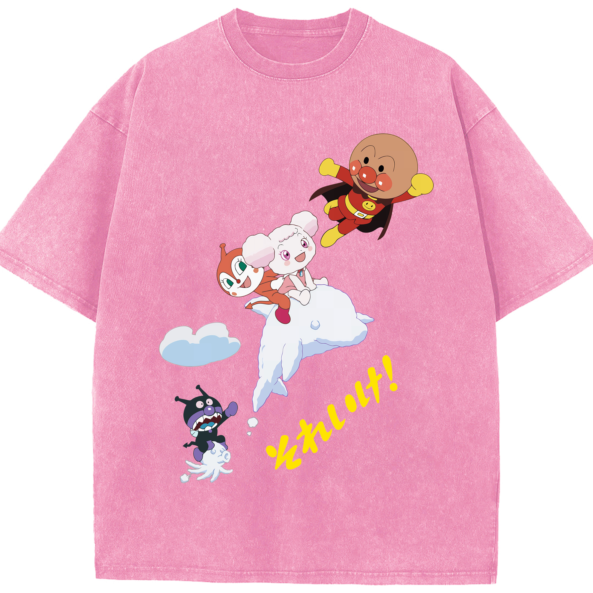 （画像用） アンパンマン Anpanman 綿100% ヴィンテージ風 半袖Tシャツ（フロントプリント）